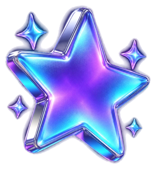 Glowing glass five-point star
