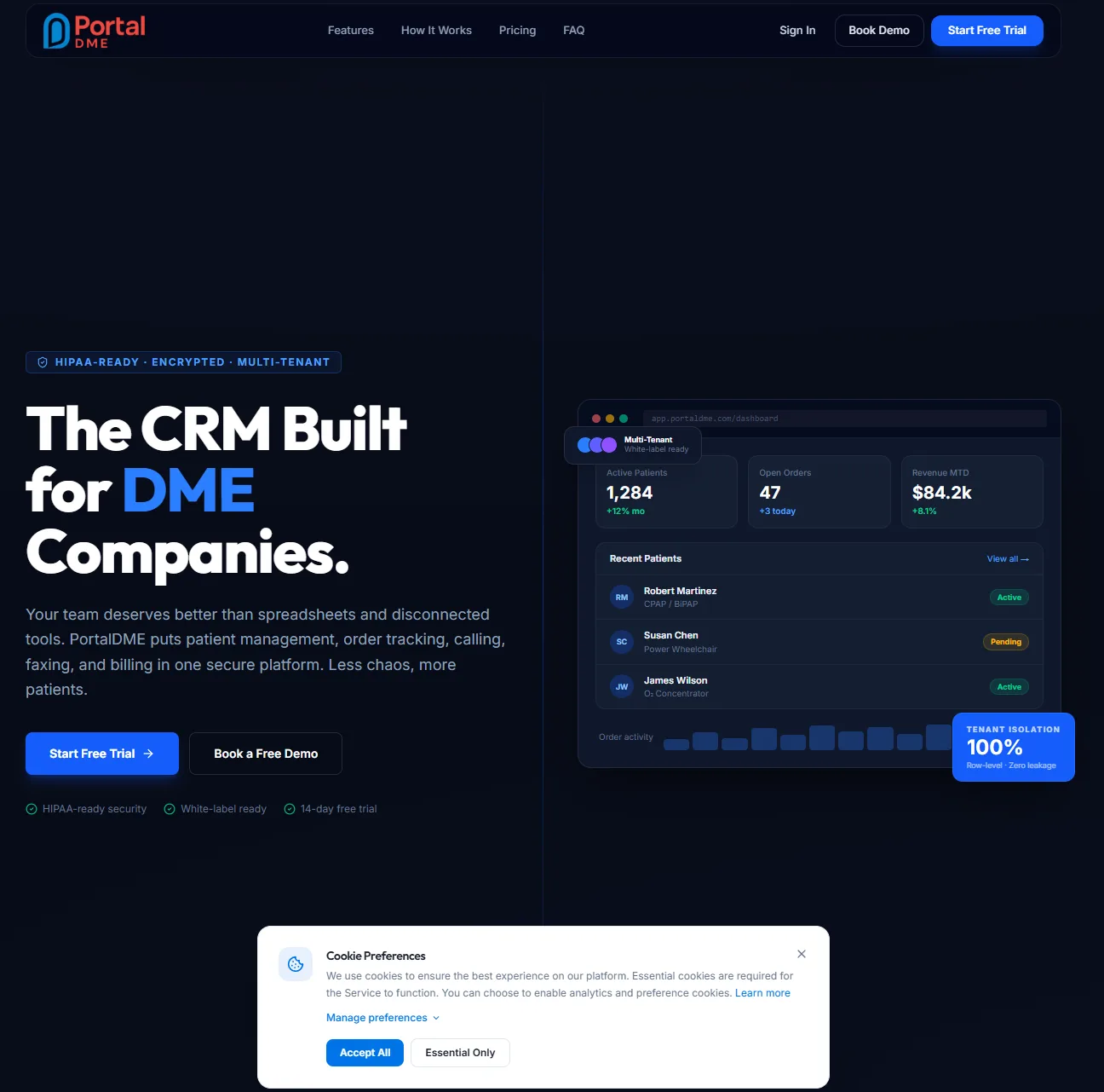 Portal DME — Healthcare CRM screenshot