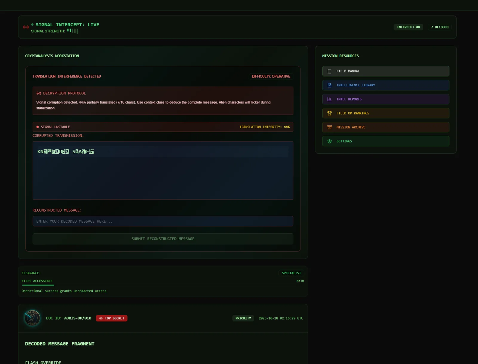 Project Auris website screenshot